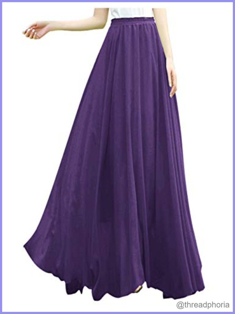 Women Plus Size Chiffon Maxi Skirt High Waist A-Line Pleated Flowy